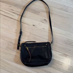 FOSSIL Farrah Black Leather Crossbody Purse Bag-Read